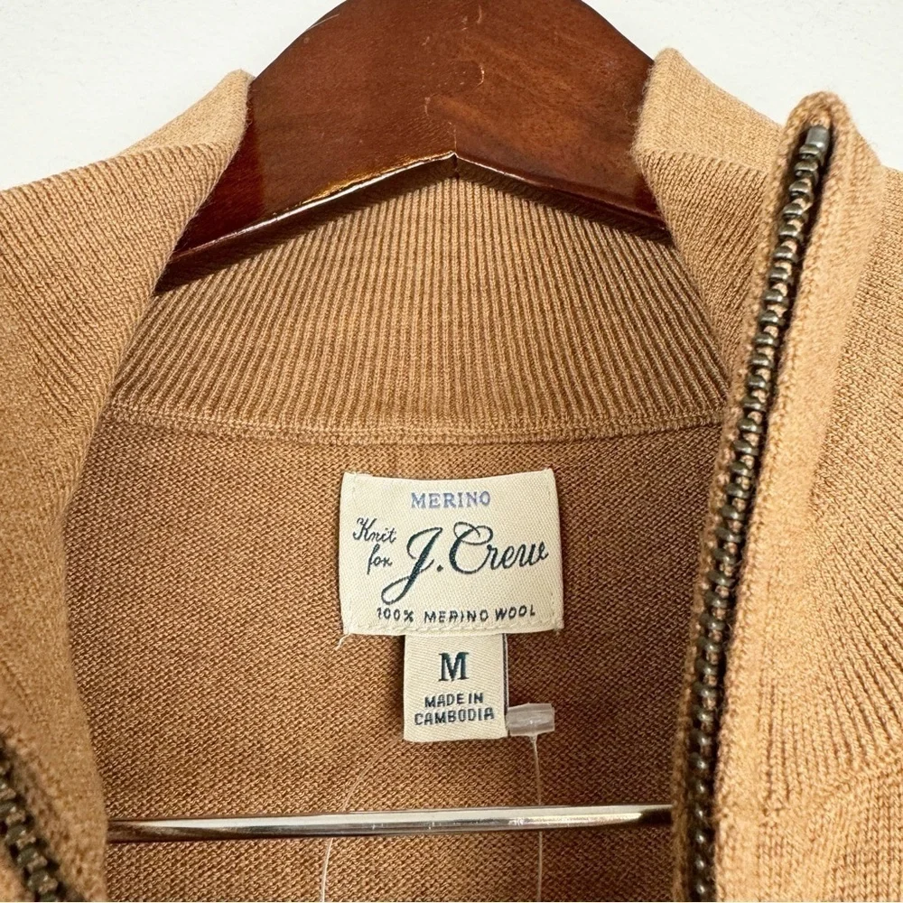 J. Crew Men's Merino Wool Half Zip Long Sleeve Sweater Brown Size M NWT
